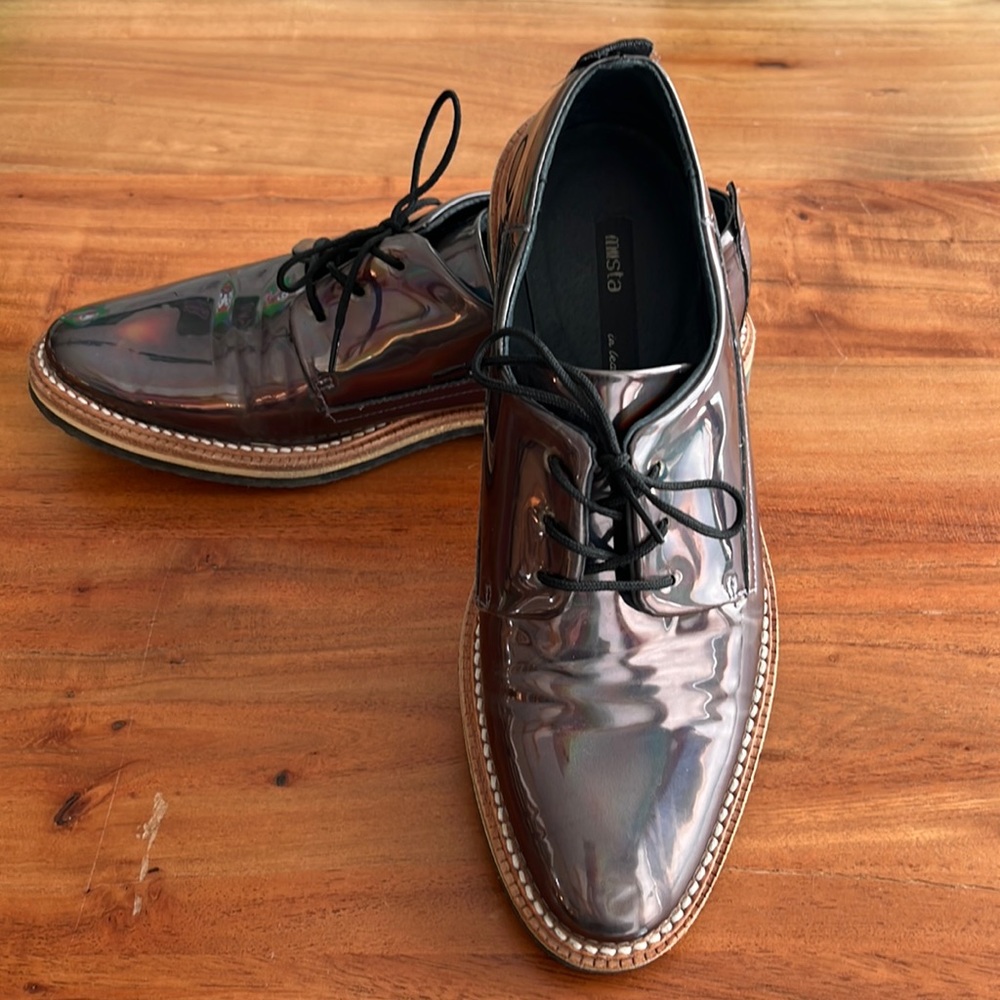 Miista holographic leather Oxford shoes sz 36